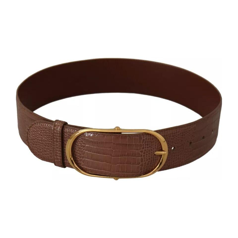 Dolce & Gabbana Brown Wide Waist Leather Gold Oval Metal Buckle Belt Dolce & Gabbana Dark Slate Gray