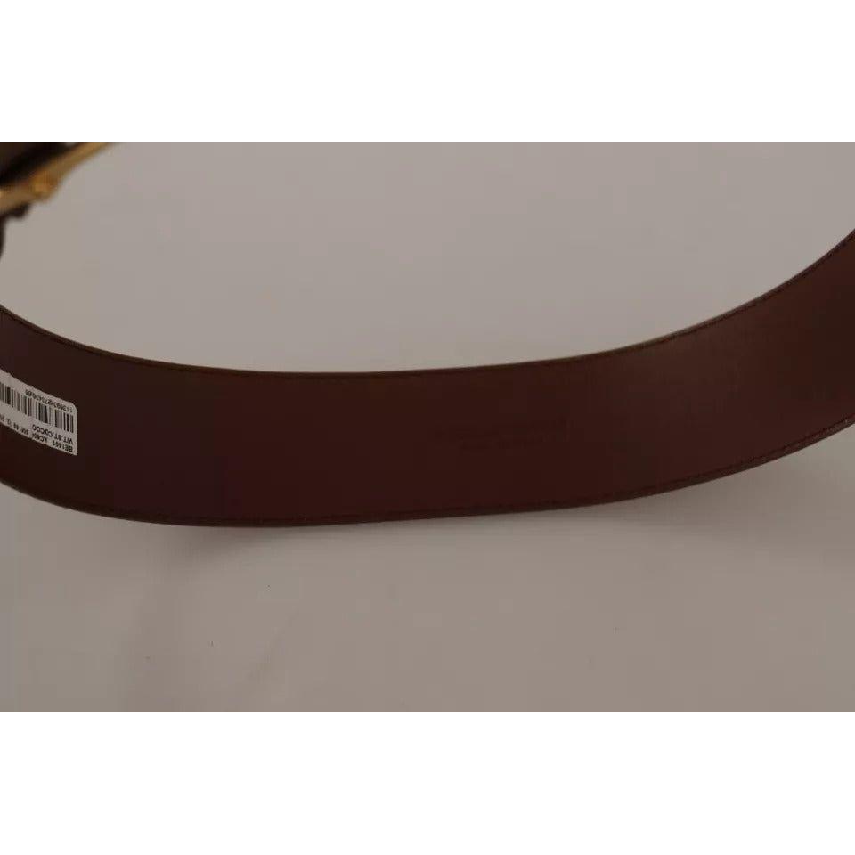 Dolce & Gabbana Brown Wide Waist Leather Gold Oval Metal Buckle Belt Dolce & Gabbana Rosy Brown