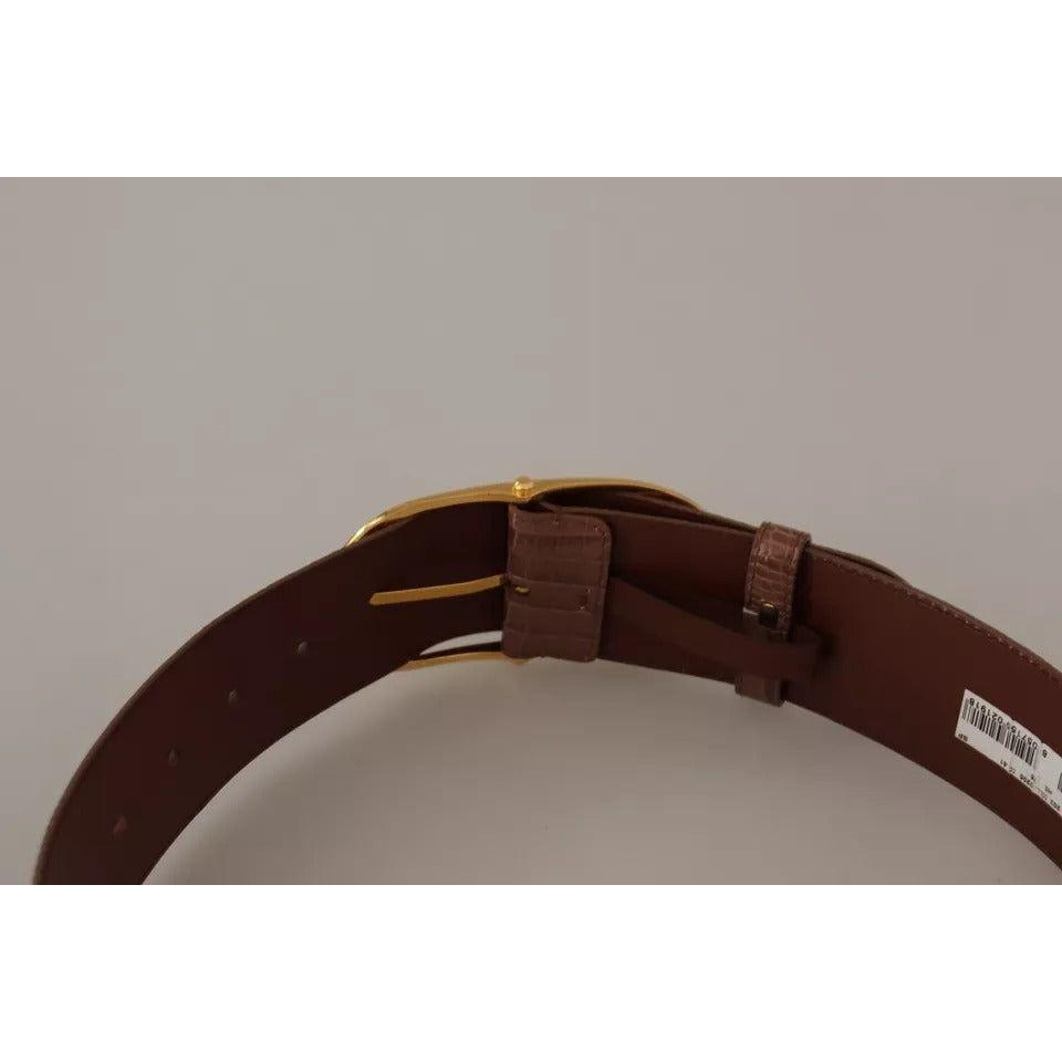 Dolce & Gabbana Brown Wide Waist Leather Gold Oval Metal Buckle Belt Dolce & Gabbana Rosy Brown