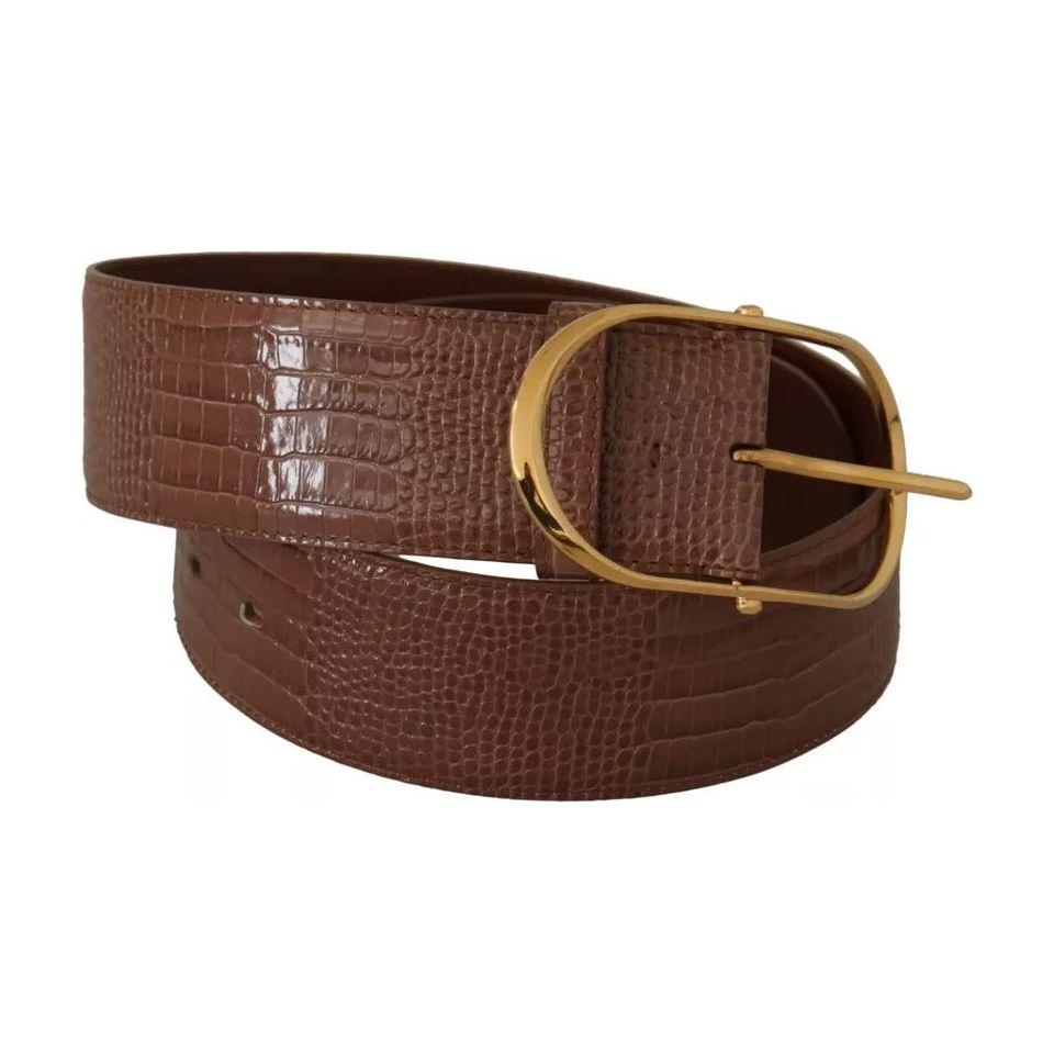 Dolce & Gabbana Brown Wide Waist Leather Gold Oval Metal Buckle Belt Dolce & Gabbana Dark Olive Green