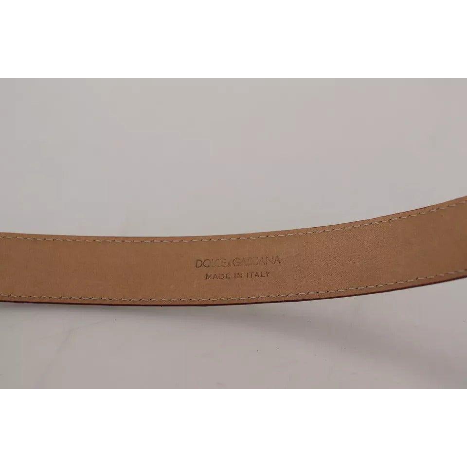 Dolce & Gabbana Brown Leather Gold Engraved Metal Buckle Belt Dolce & Gabbana Dark Gray