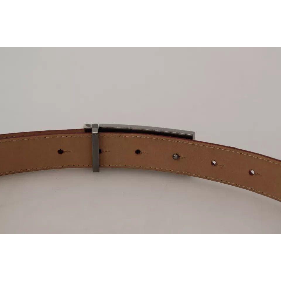 Dolce & Gabbana Brown Leather Gold Engraved Metal Buckle Belt Dolce & Gabbana Dark Gray