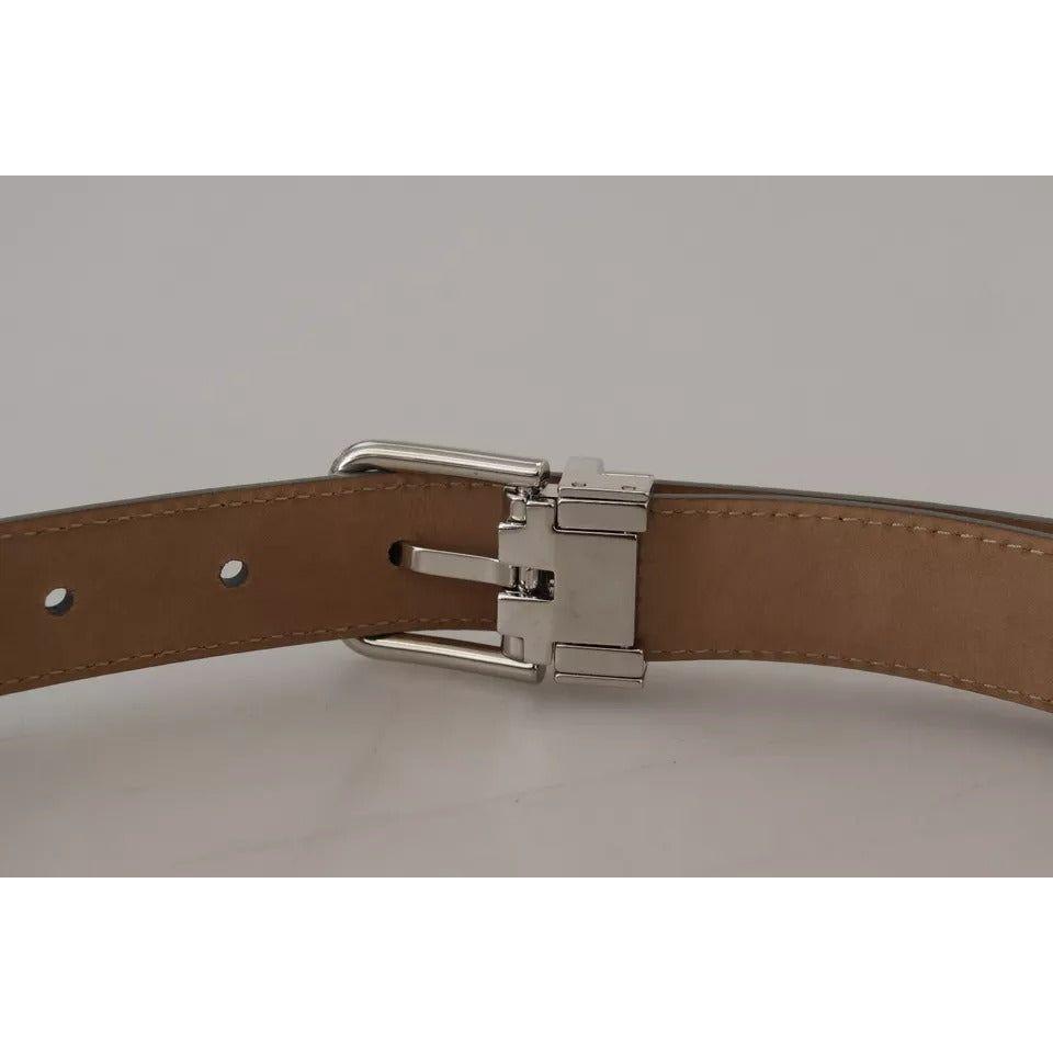 Dolce & Gabbana Silver Leather Metal Buckle Belt Dolce & Gabbana Dark Gray
