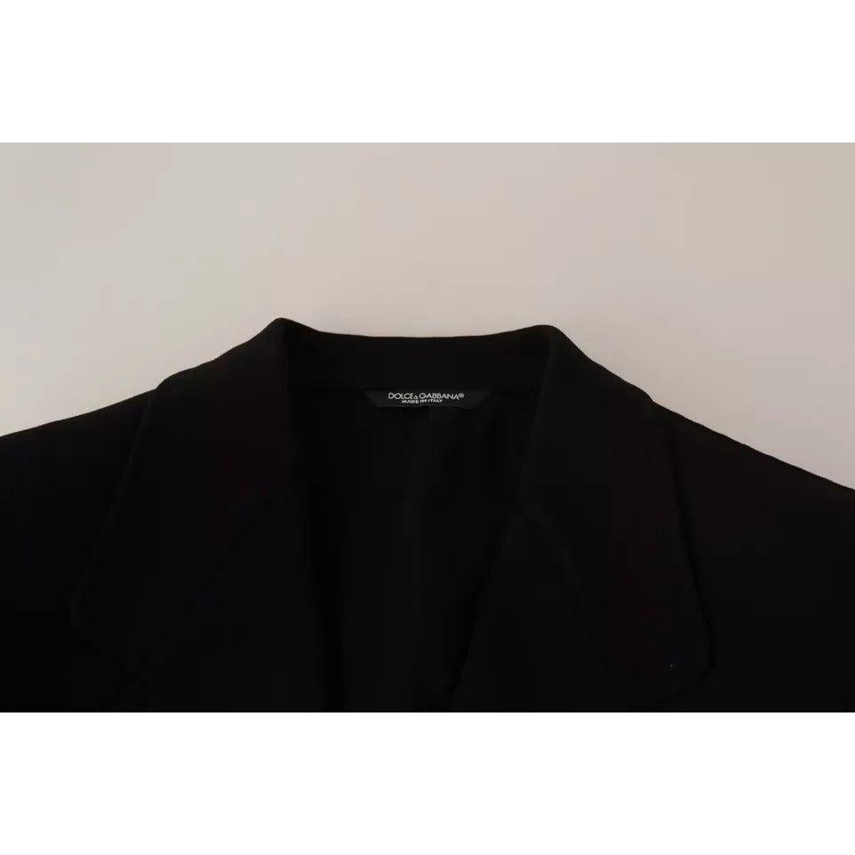 Dolce & Gabbana Black Wool Slim Fit Coat Jacket Blazer Dolce & Gabbana Gray