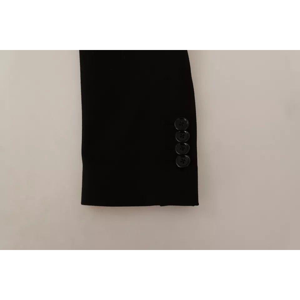 Dolce & Gabbana Black Wool Slim Fit Coat Jacket Blazer Dolce & Gabbana Black