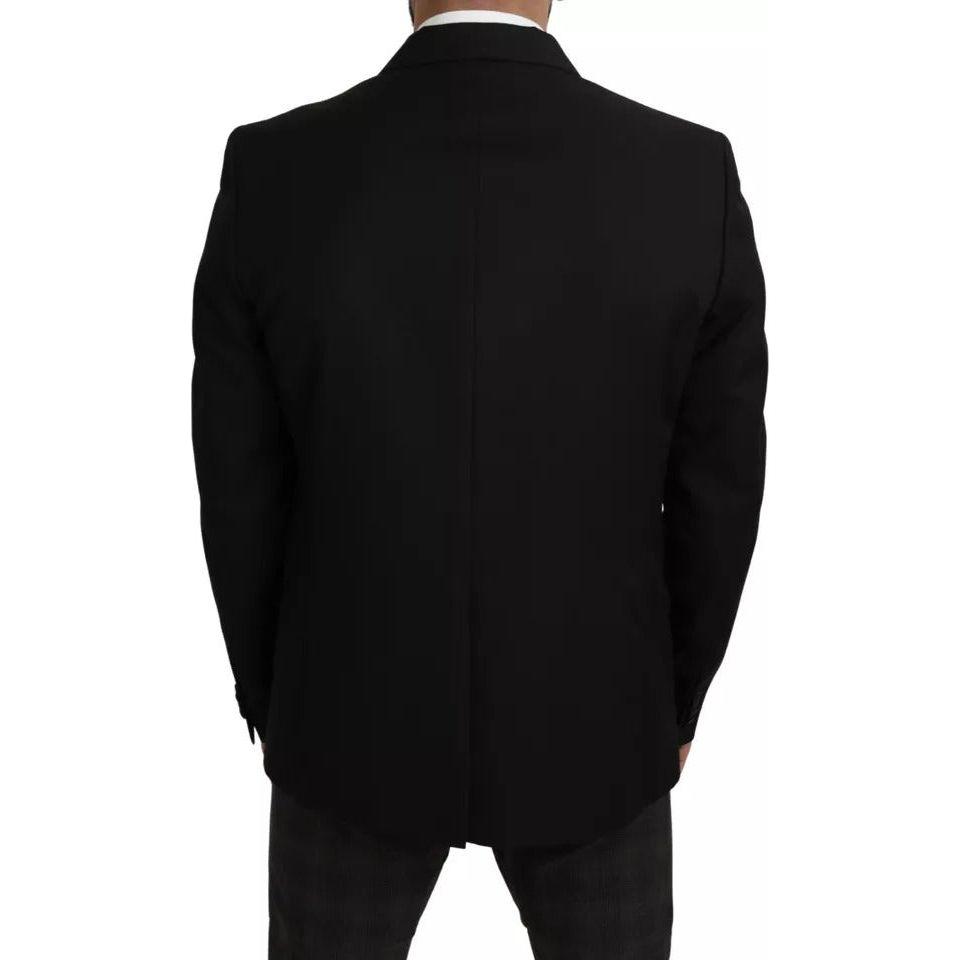 Dolce & Gabbana Black Wool Slim Fit Notch Jacket Blazer Dolce & Gabbana Black