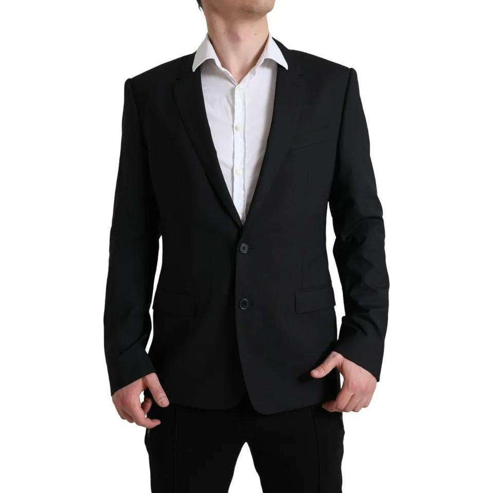Dolce & Gabbana Black Wool MARTINI Stretch Jacket Blazer Dolce & Gabbana Black