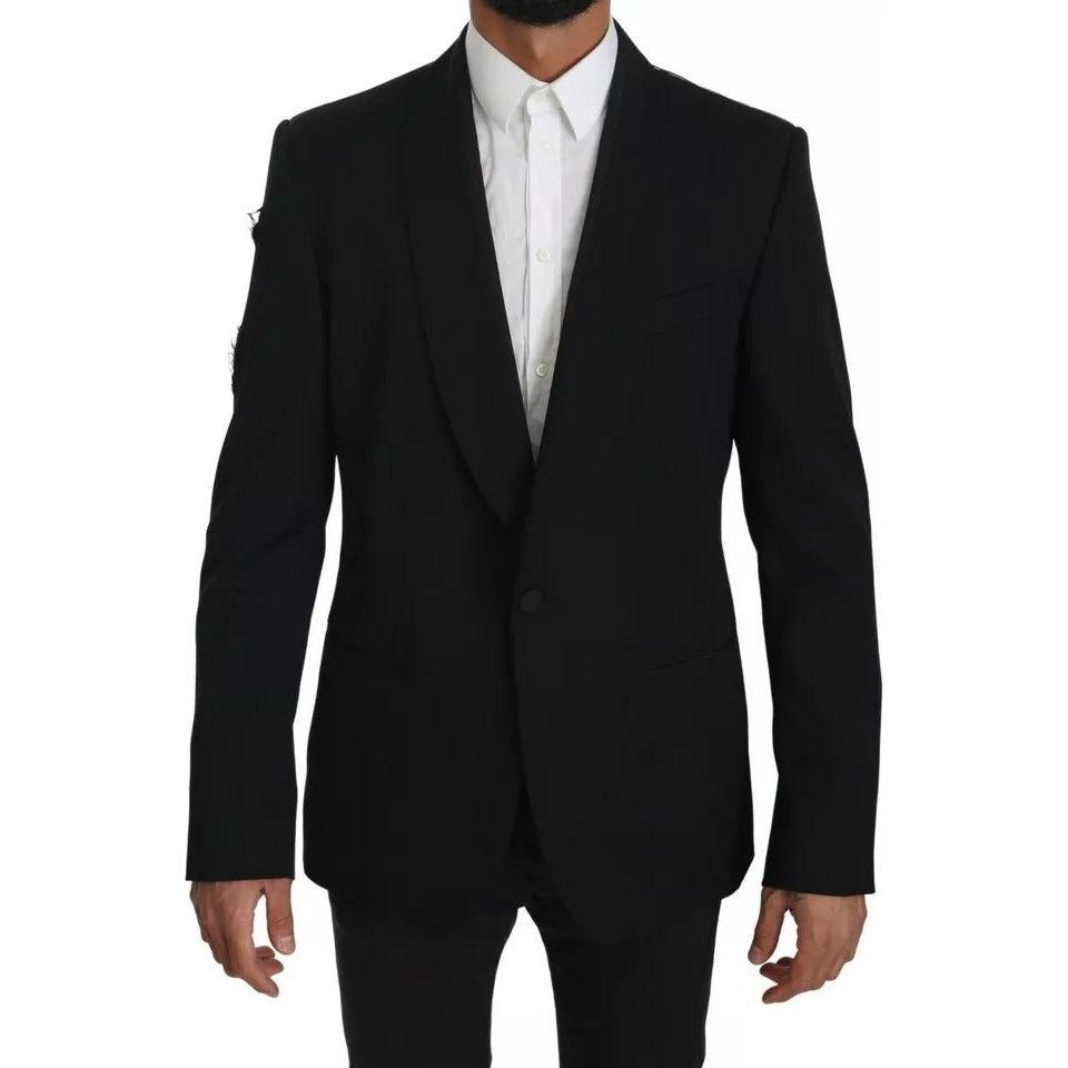 Dolce & Gabbana Black Single Breasted Formal Coat Blazer Dolce & Gabbana Black