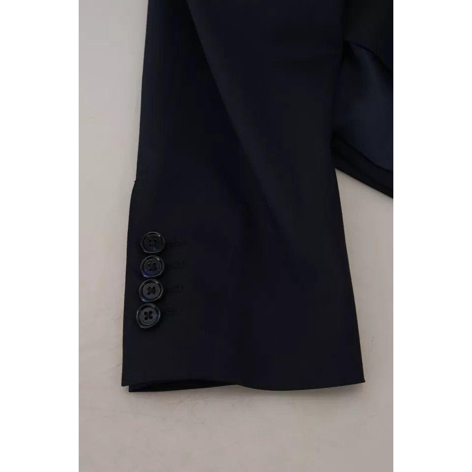 Dolce & Gabbana Blue Wool Single Breasted Coat Men Blazer Dolce & Gabbana Black