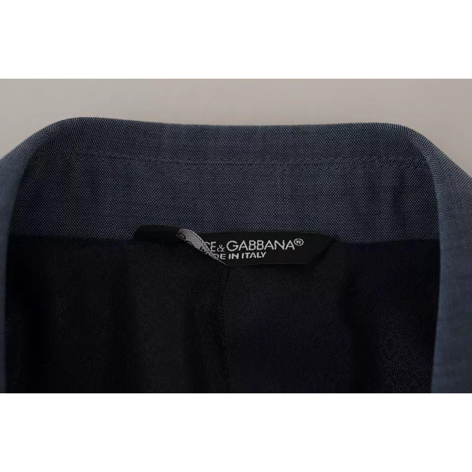 Dolce & Gabbana Blue Wool Stretch Slim Fit Jacket Blazer Dolce & Gabbana Black