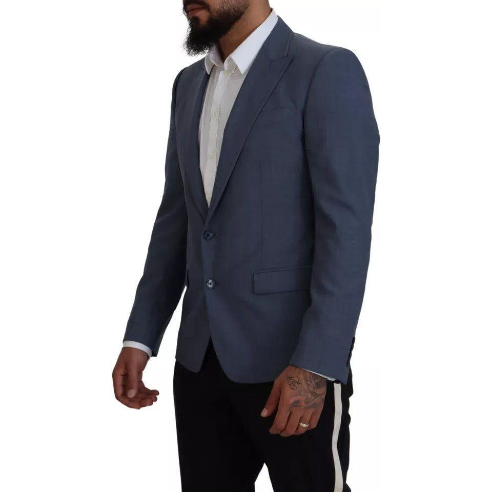 Dolce & Gabbana Blue Wool Stretch Slim Fit Jacket Blazer Dolce & Gabbana Dark Slate Gray