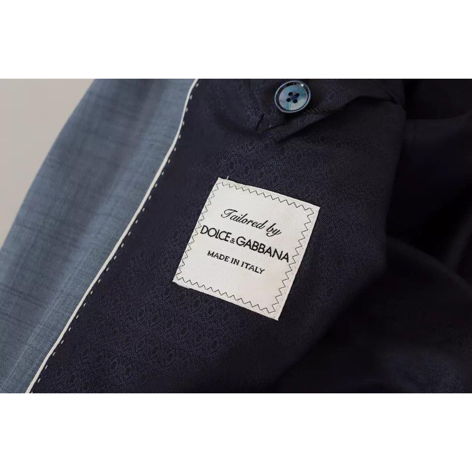 Dolce & Gabbana Blue Wool Stretch Slim Fit Jacket Blazer Dolce & Gabbana Dark Slate Gray