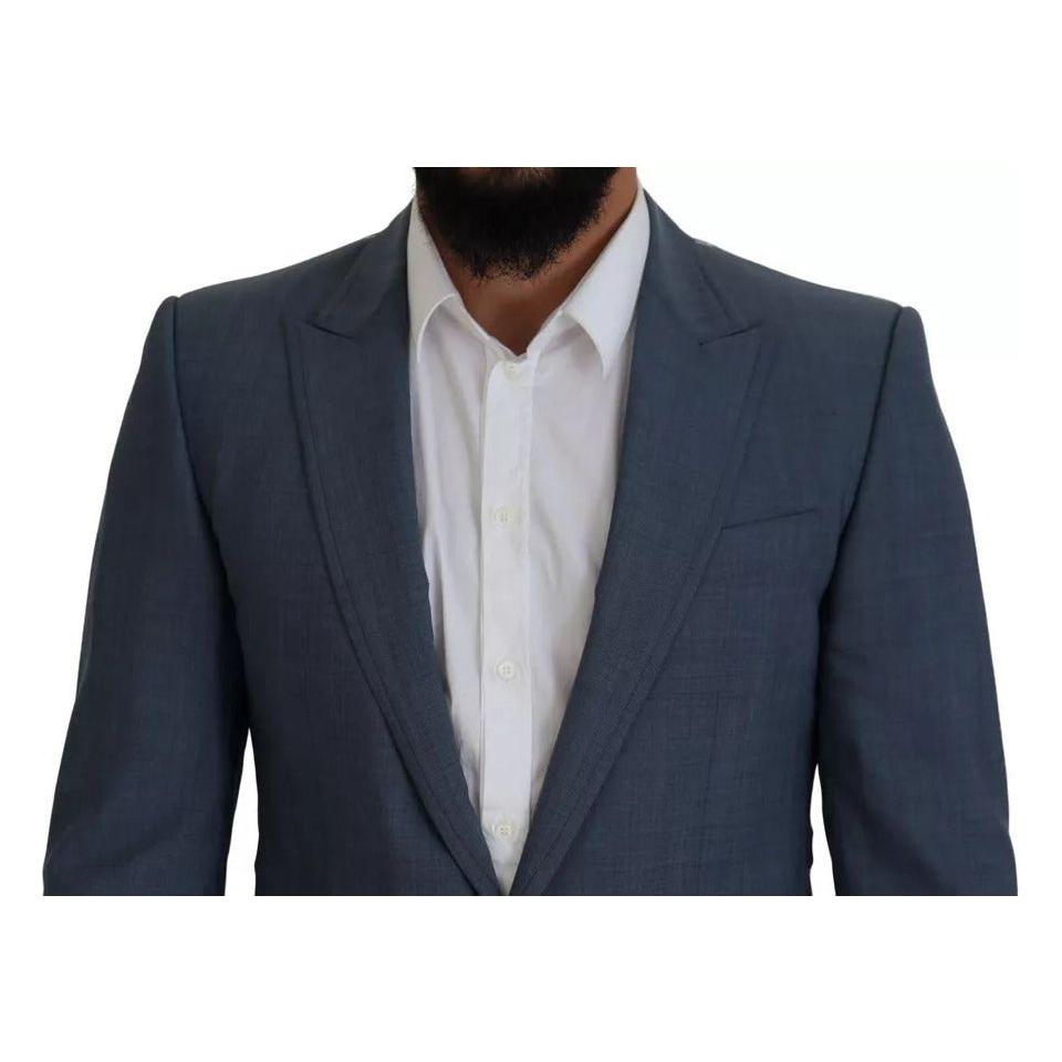 Dolce & Gabbana Blue Wool Stretch Slim Fit Jacket Blazer Dolce & Gabbana Dark Slate Gray