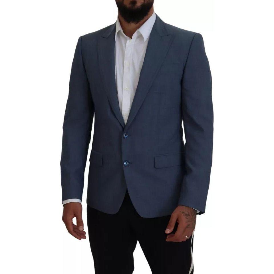 Dolce & Gabbana Blue Wool Stretch Slim Fit Jacket Blazer Dolce & Gabbana Dark Slate Gray