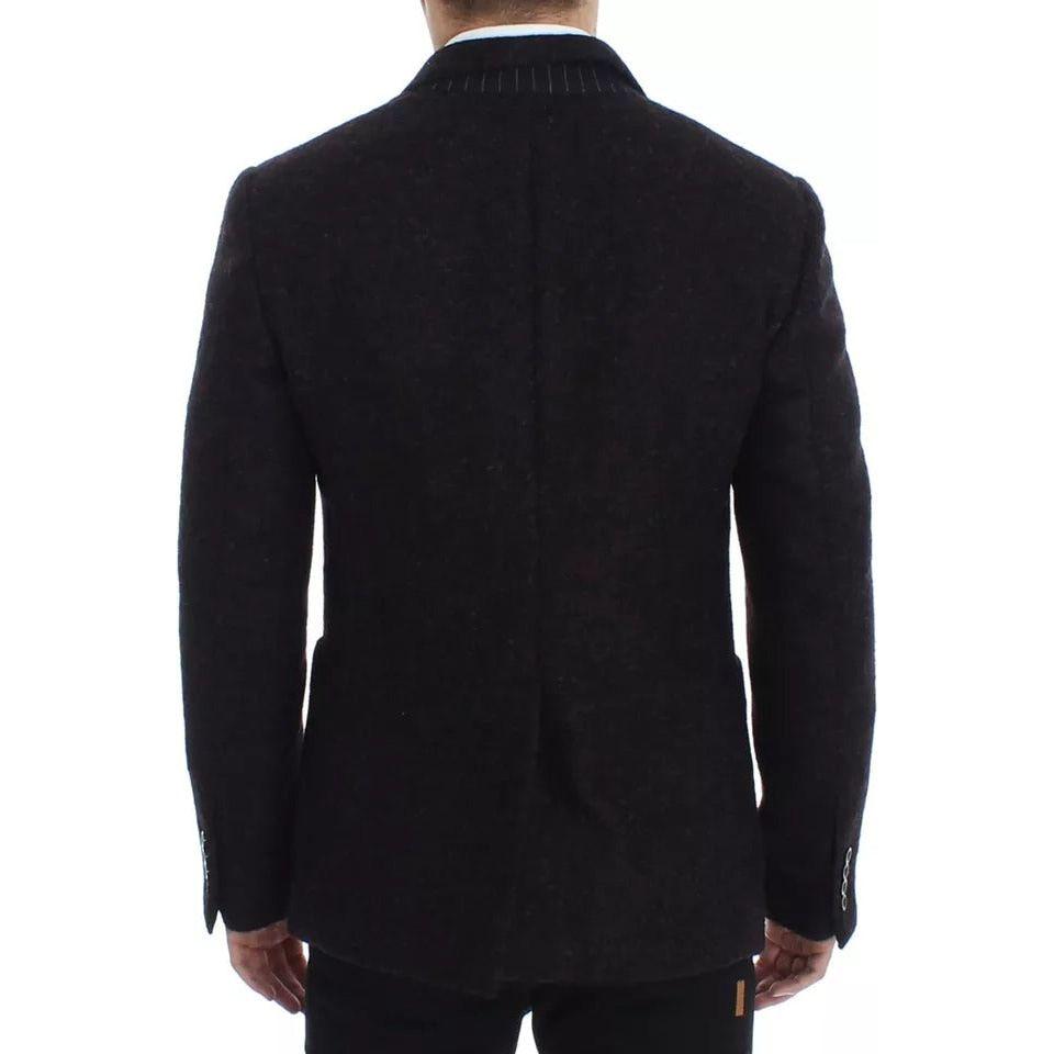 Dolce & Gabbana Bordeaux Alpaca Two Button Jacket Blazer Dolce & Gabbana Black
