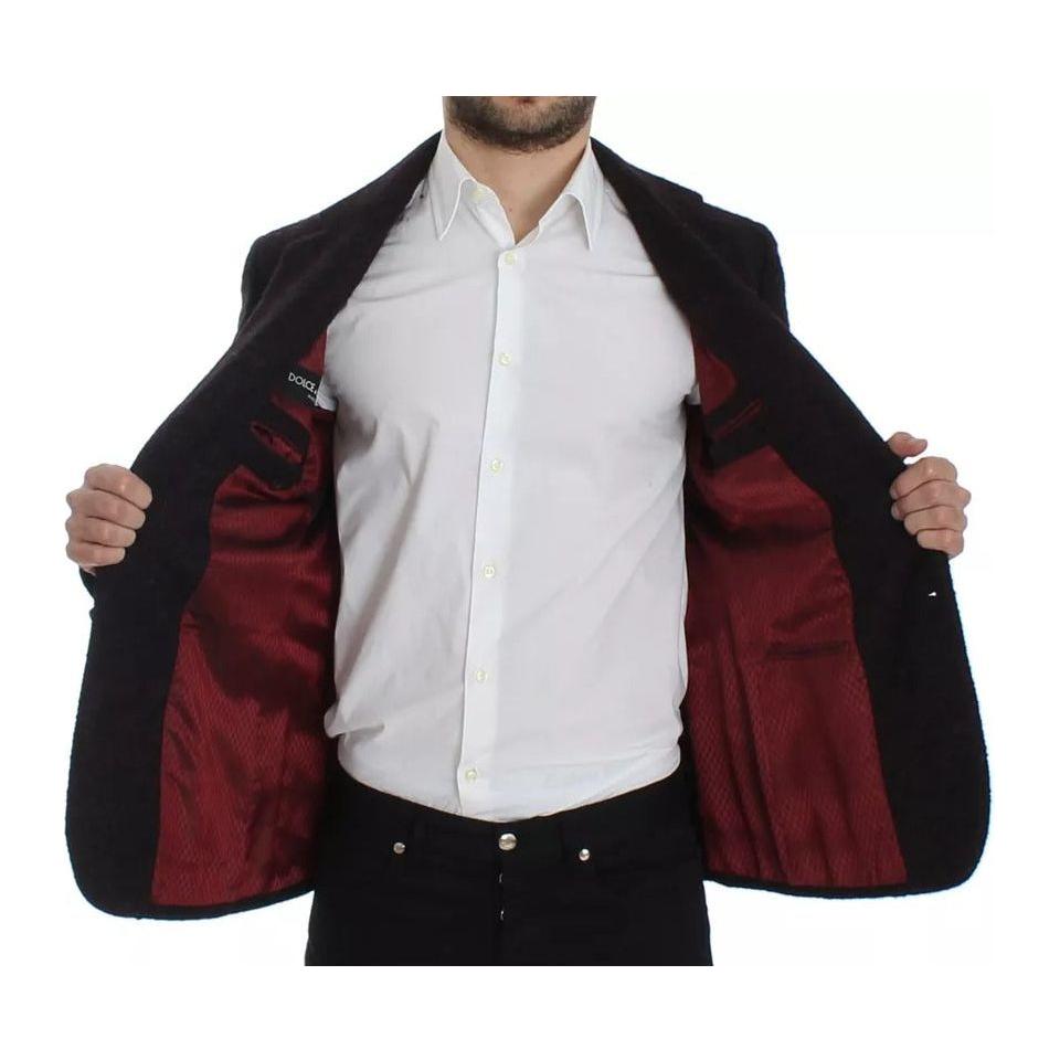 Dolce & Gabbana Bordeaux Alpaca Two Button Jacket Blazer Dolce & Gabbana Light Gray