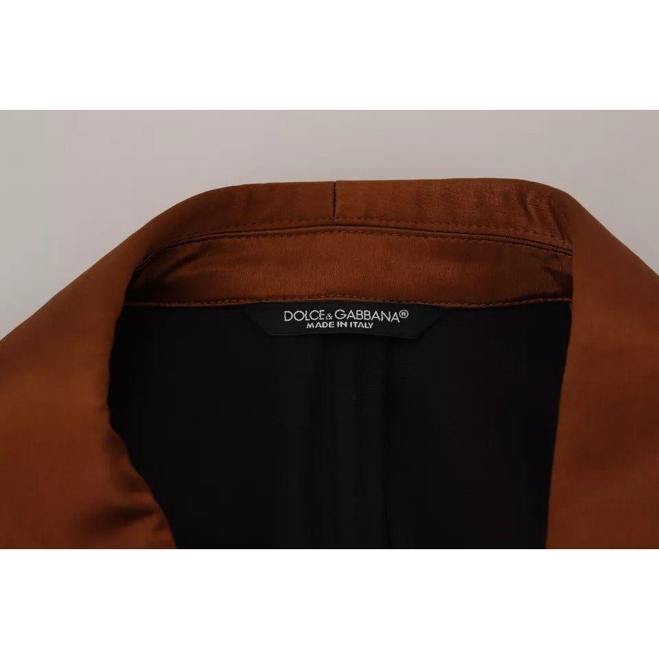 Dolce & Gabbana Bronze Monkey Print Silk Slim Jacket Blazer Dolce & Gabbana Black
