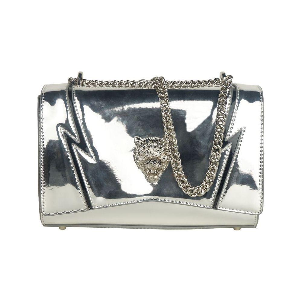 Plein Sport Elegant Gray Chain-Strapped Shoulder Bag Plein Sport Gray