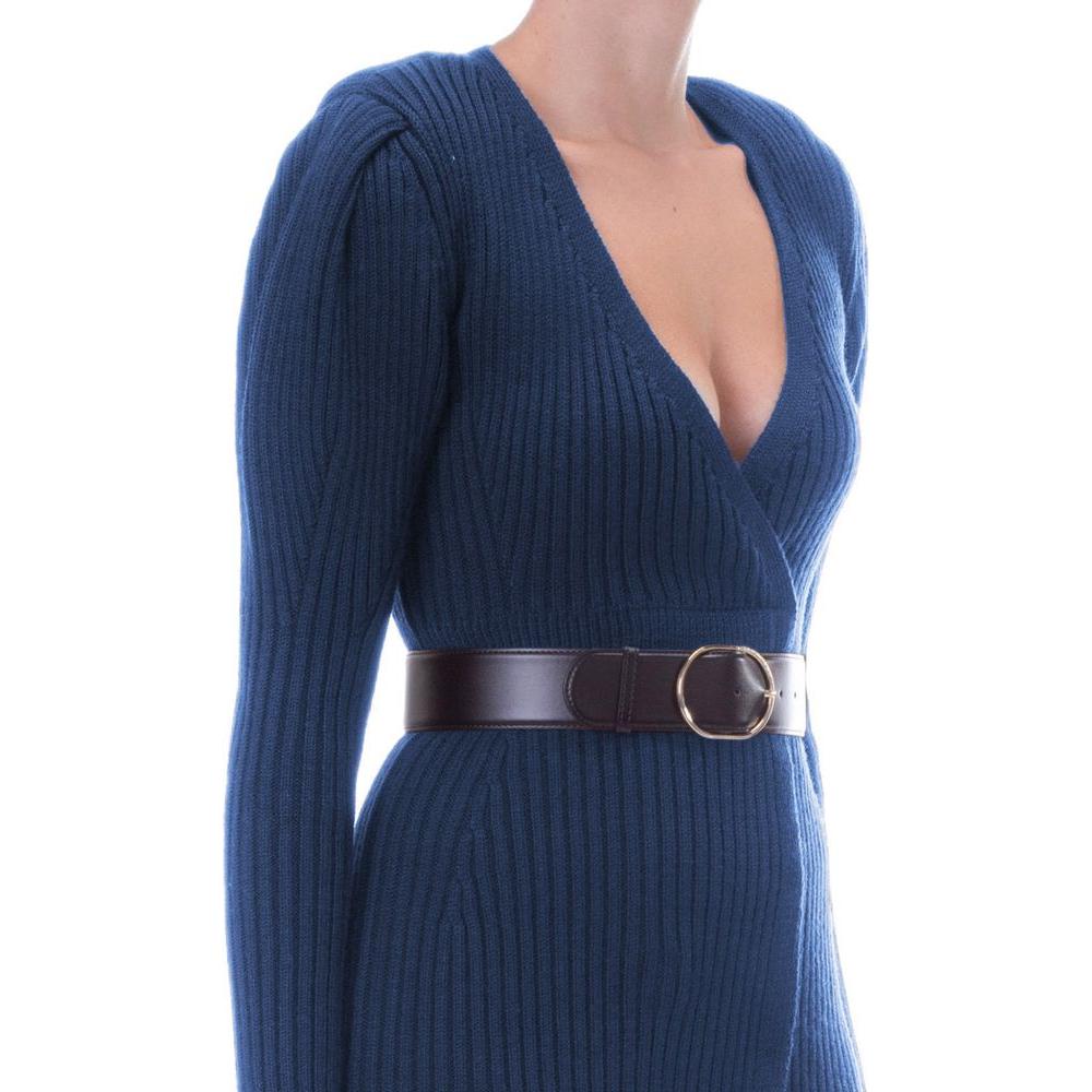 Elisabetta Franchi Blue Wool Women Dress Elisabetta Franchi Dark Slate Gray