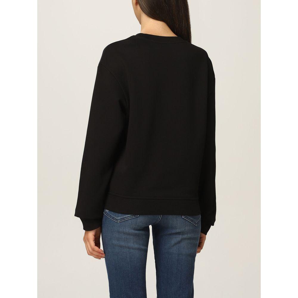 Love Moschino Chic Black Sweatshirt with Designer Emblem Love Moschino Light Gray