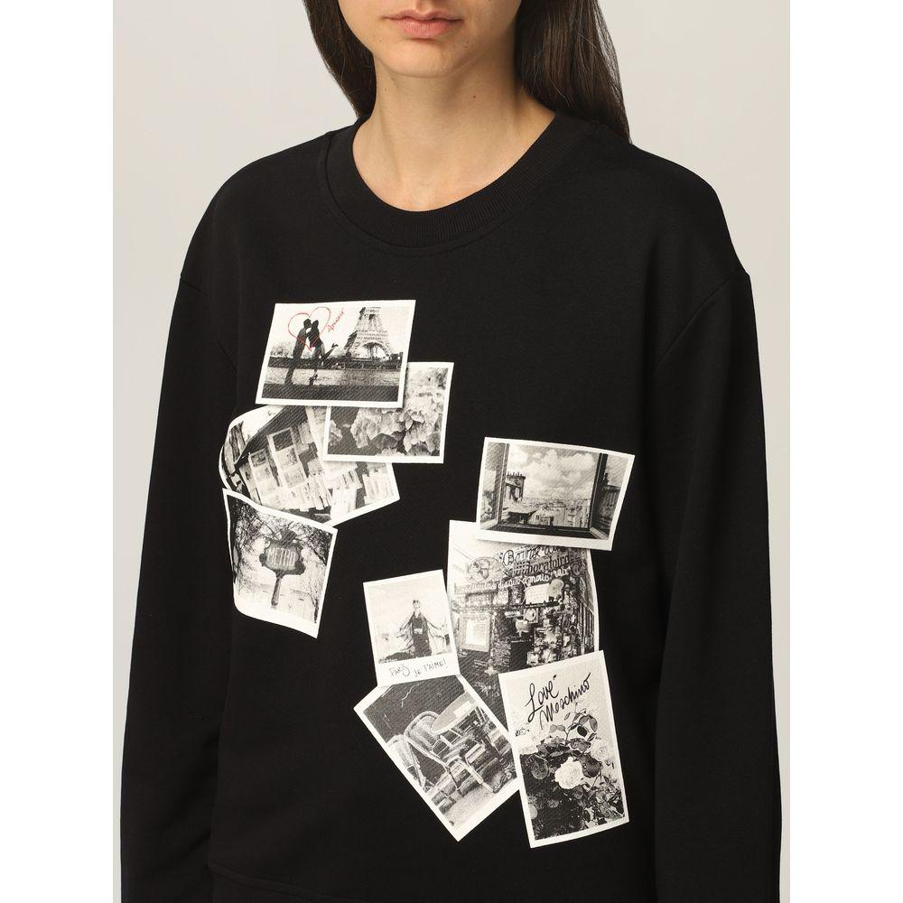 Love Moschino Chic Black Sweatshirt with Designer Emblem Love Moschino Black