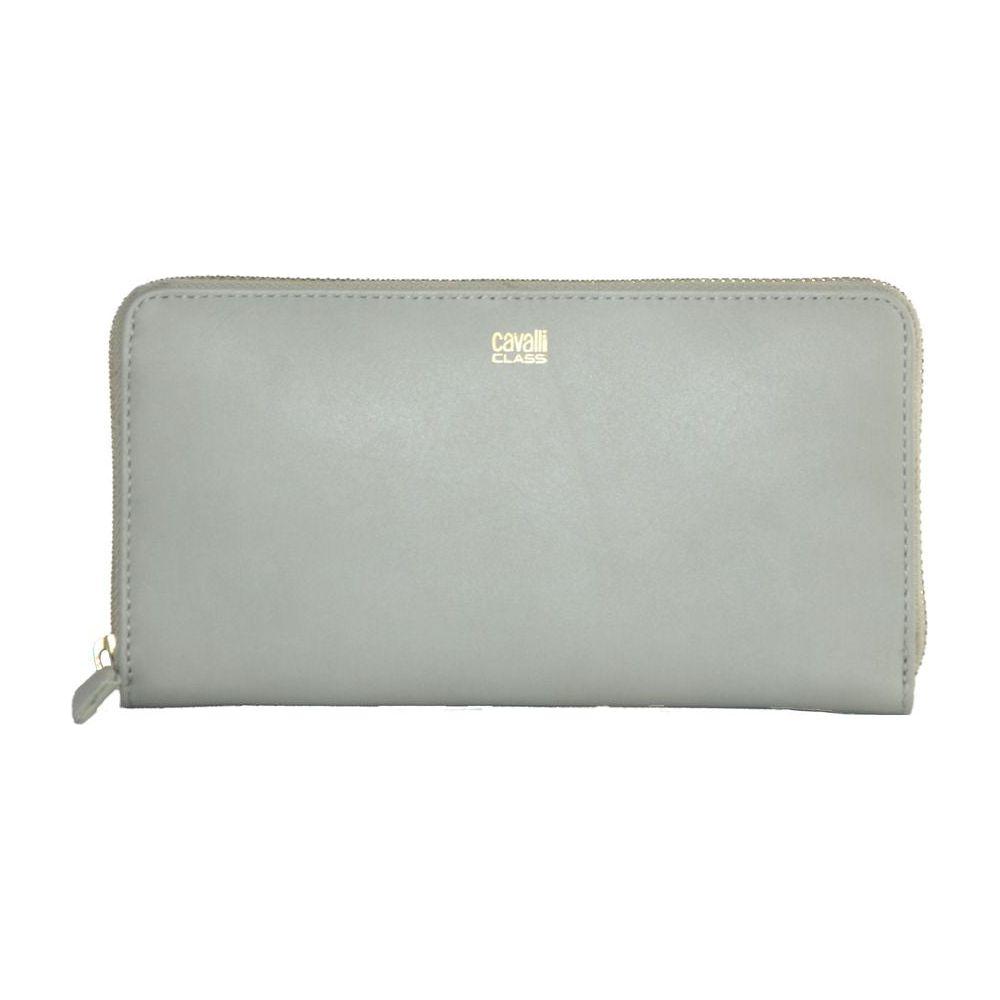 Cavalli Class Gray Calfskin Women Wallet Cavalli Class Dark Gray