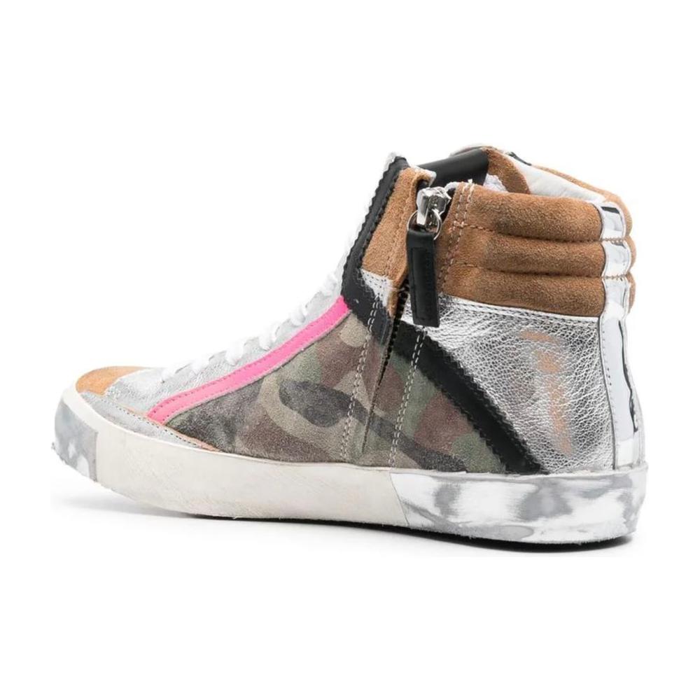 Philippe Model Army Green High-Top Sneakers with Leather Accents Philippe Model Light Gray