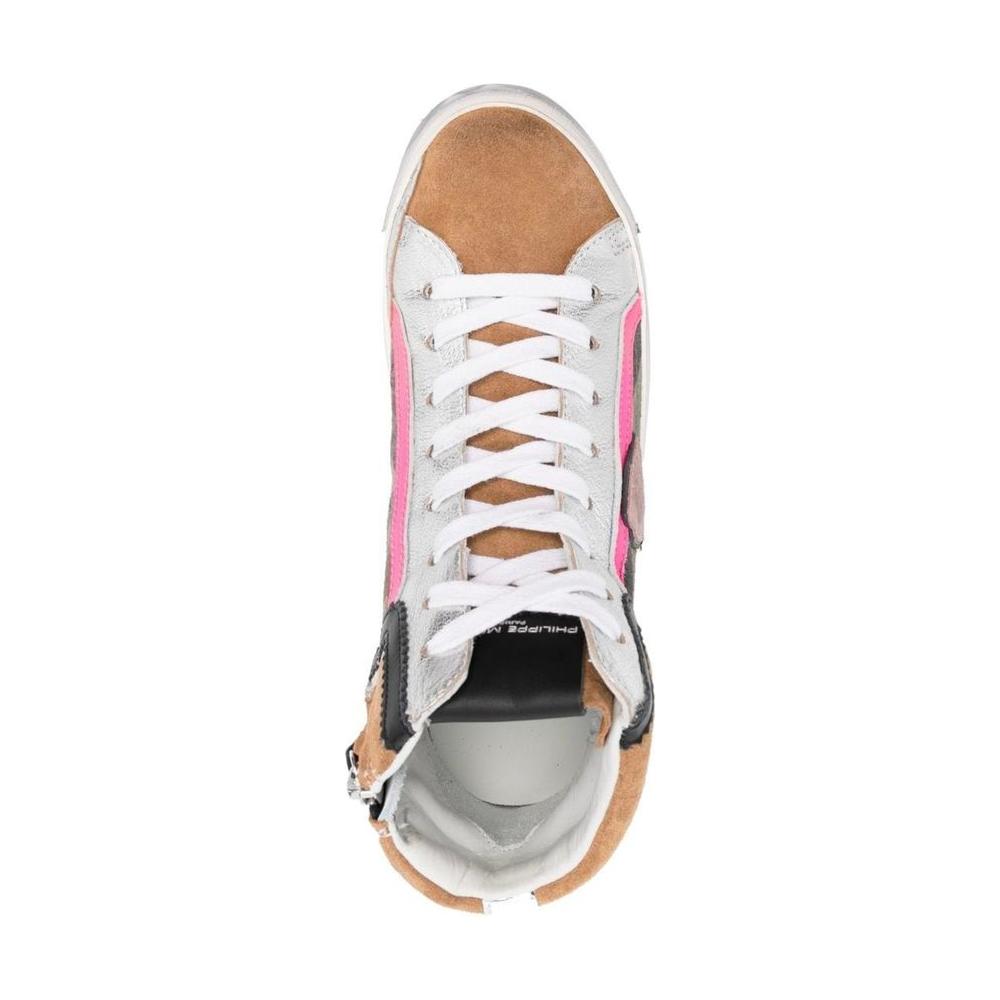 Philippe Model Army Green High-Top Sneakers with Leather Accents Philippe Model Light Gray