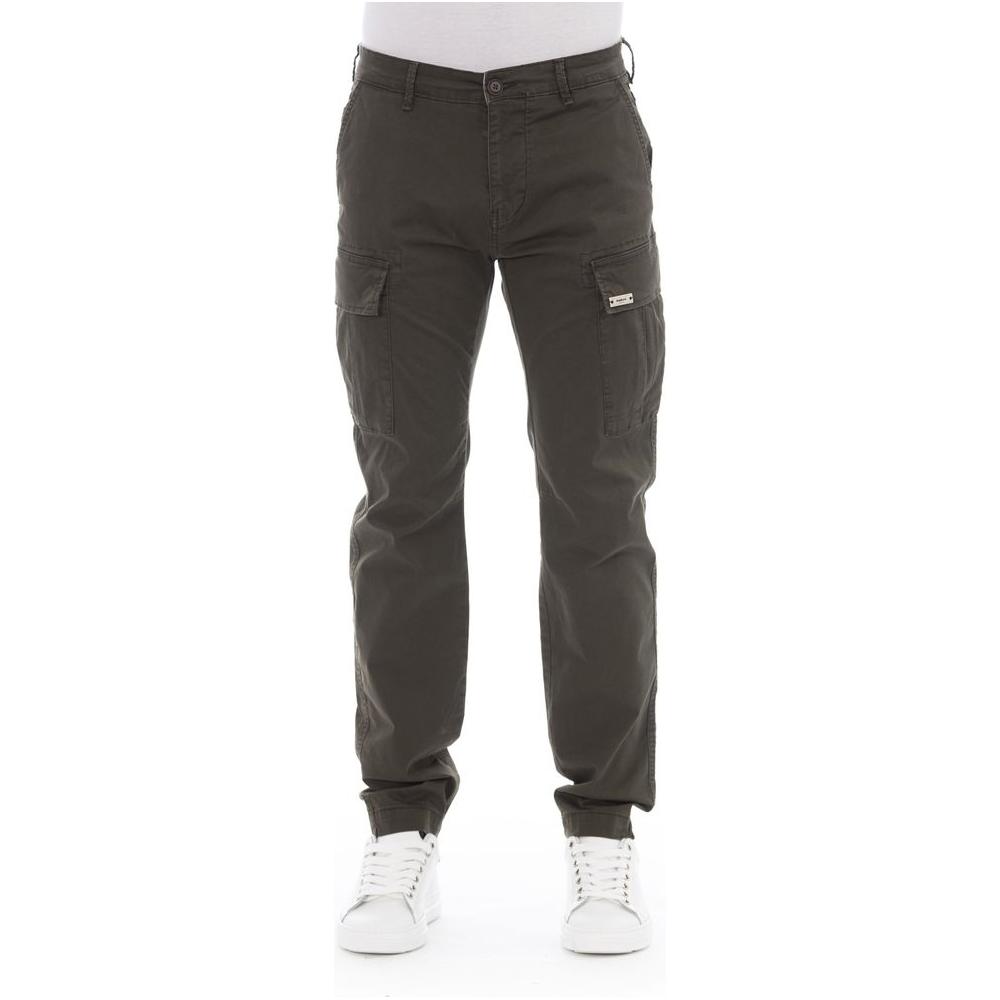 Baldinini Trend Army Cotton Men Cargo Trouser Baldinini Trend Dark Slate Gray