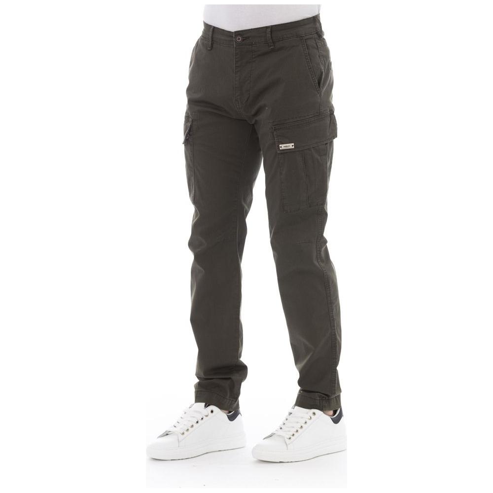 Baldinini Trend Army Cotton Men Cargo Trouser Baldinini Trend Dark Slate Gray