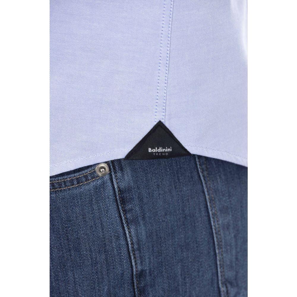 Baldinini Trend Light Blue Cotton Men Shirt Baldinini Trend Dark Slate Gray