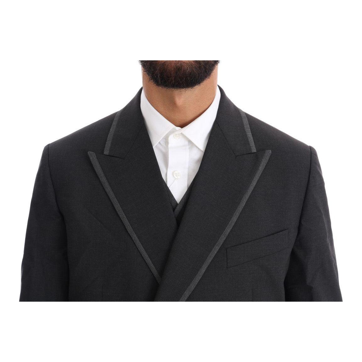 Dolce & Gabbana Elegant Gray Double Breasted Wool Suit Suit Dolce & Gabbana Dark Slate Gray