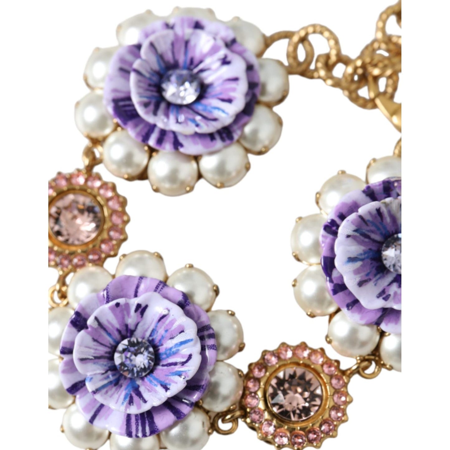 Dolce & Gabbana Gold FIORI BLOOMING Floral Baroque Crystals Bracelet Necklace Dolce & Gabbana Gray