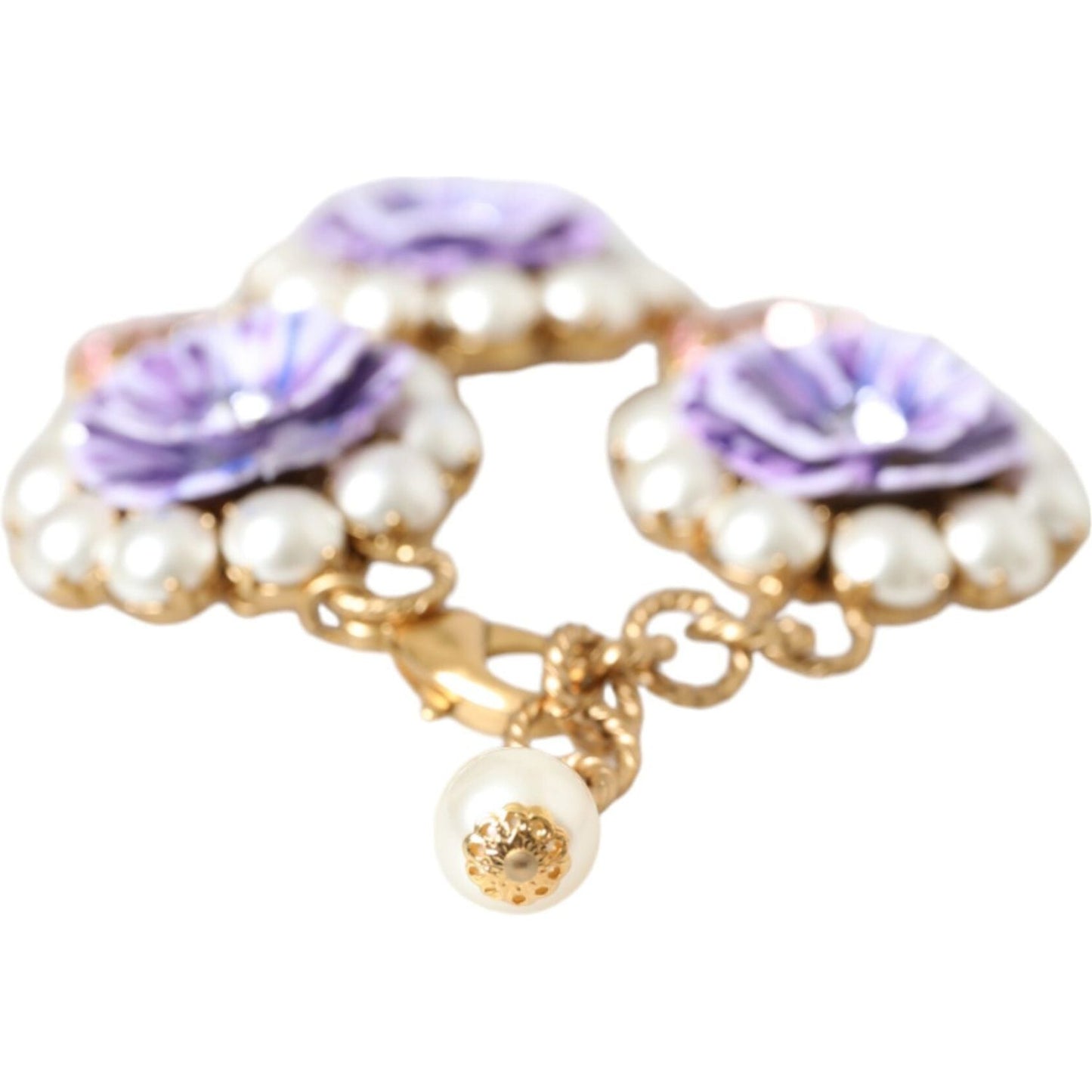 Dolce & Gabbana Gold FIORI BLOOMING Floral Baroque Crystals Bracelet Necklace Dolce & Gabbana Light Gray
