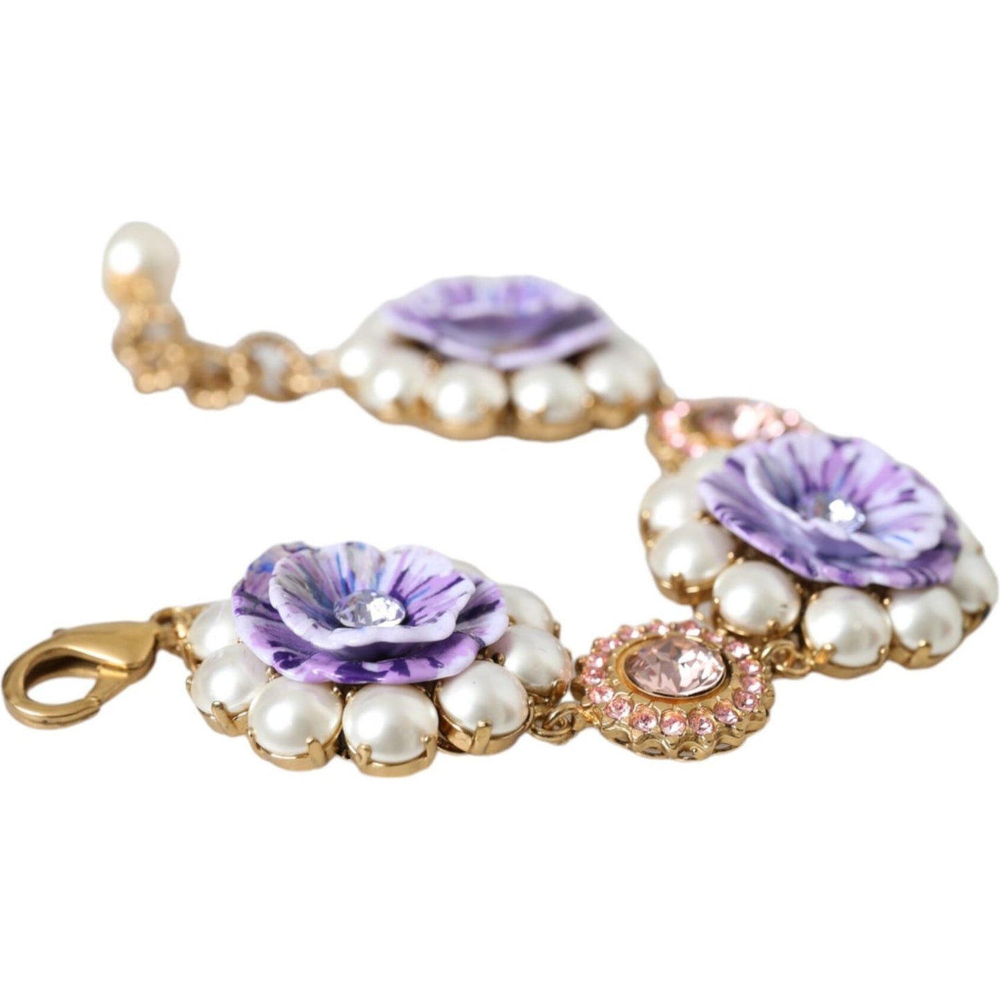 Dolce & Gabbana Gold FIORI BLOOMING Floral Baroque Crystals Bracelet Necklace Dolce & Gabbana Gray