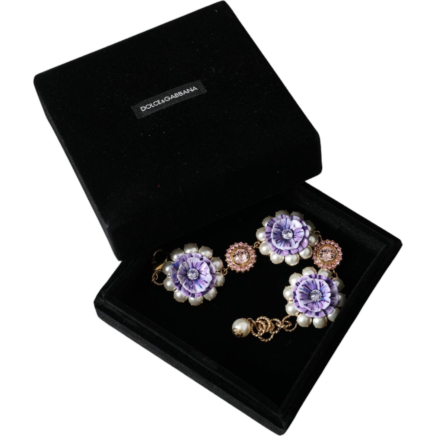 Dolce & Gabbana Gold FIORI BLOOMING Floral Baroque Crystals Bracelet Necklace Dolce & Gabbana Black
