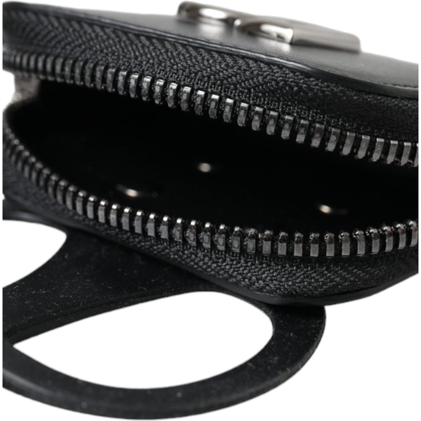 Dolce & Gabbana Black Calfskin Leather DG Logo Coin Purse Lanyard Wallet Dolce & Gabbana Black