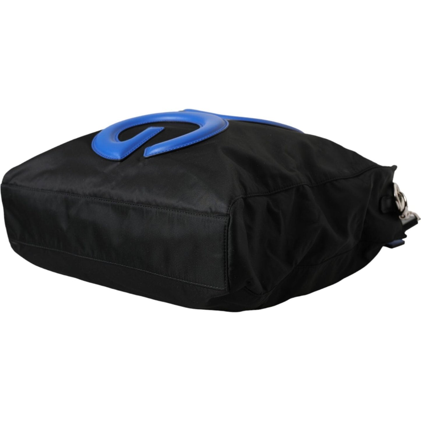 Dolce & Gabbana Black Nylon Blue Leather Hashtag Shopping Tote Bag Dolce & Gabbana Black