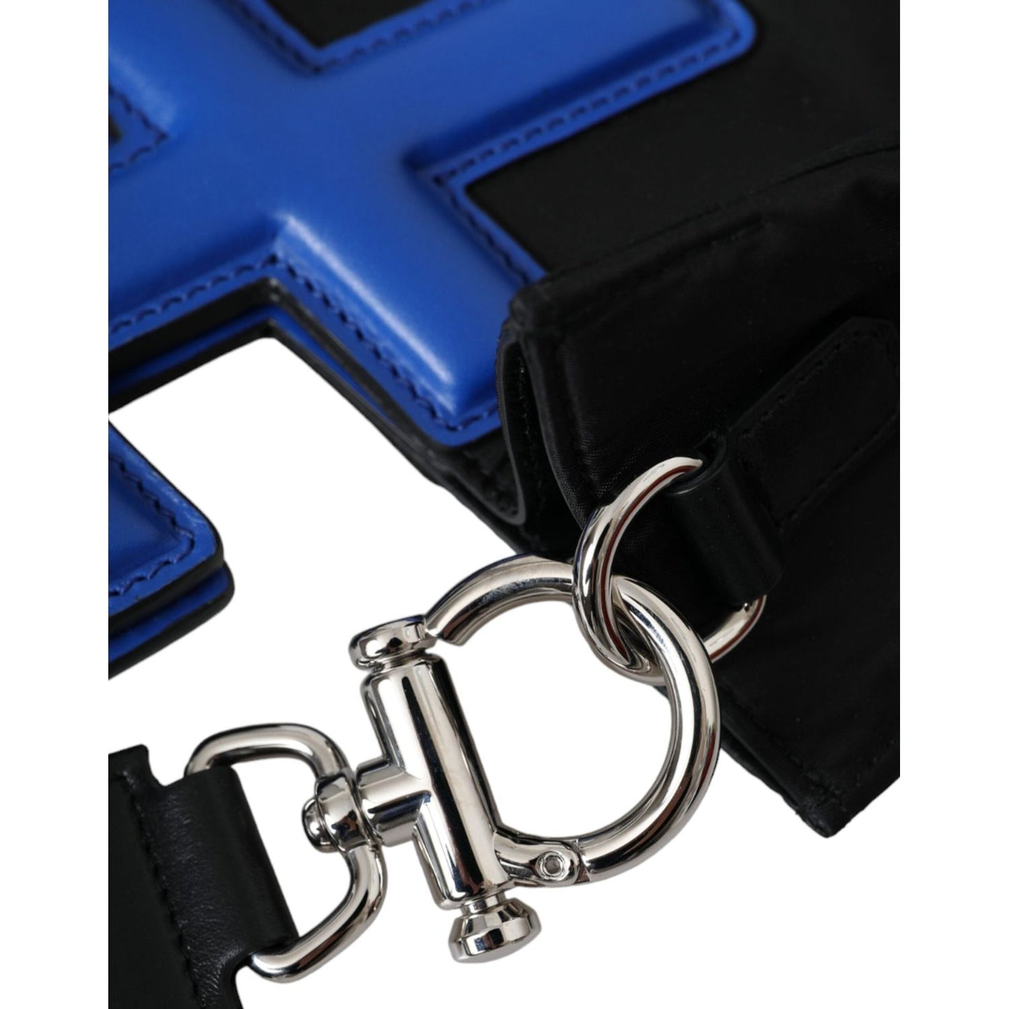 Dolce & Gabbana Black Nylon Blue Leather Hashtag Shopping Tote Bag Dolce & Gabbana Black