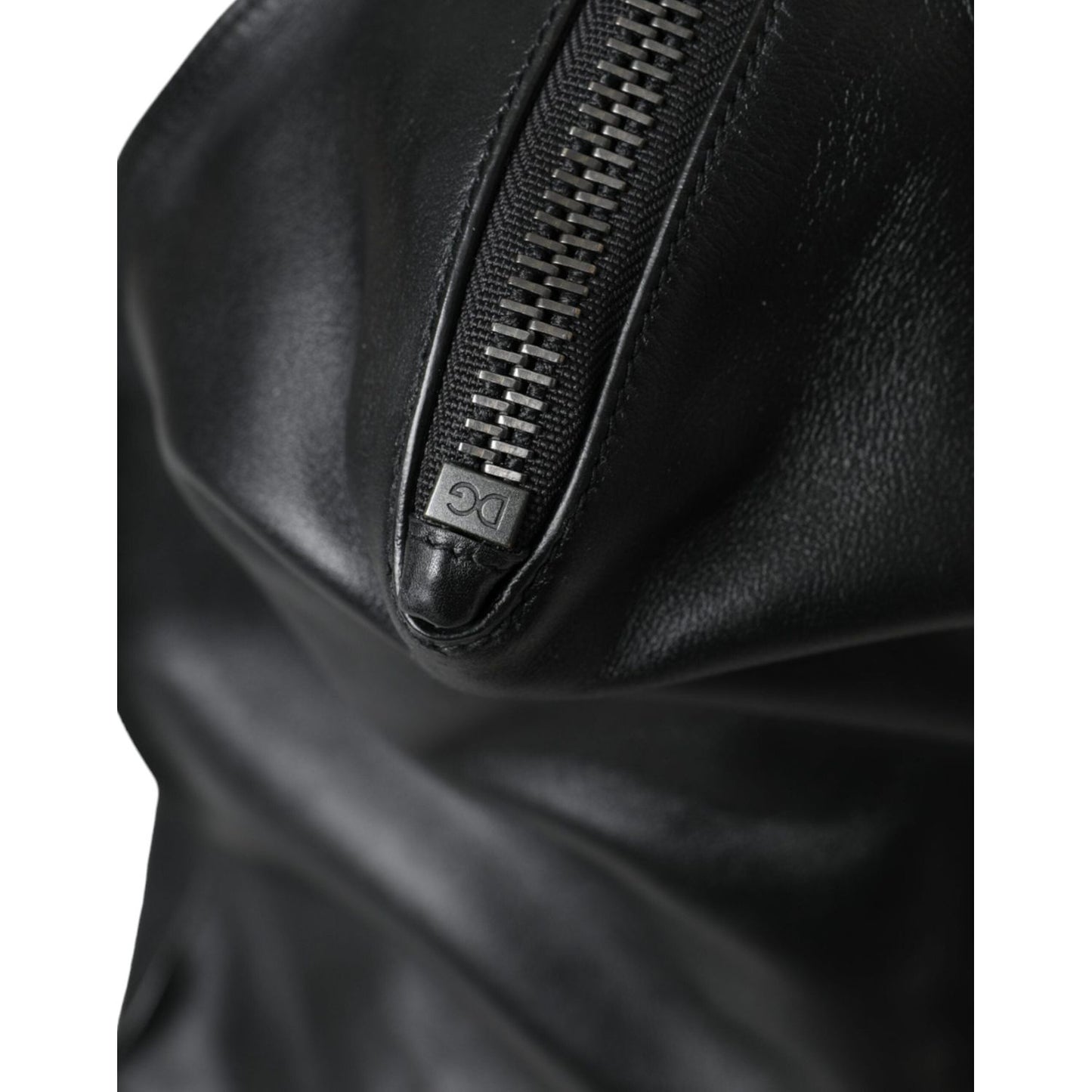 Dolce & Gabbana Black Washed Calfskin Biker Style Shopper Bag Dolce & Gabbana Dark Slate Gray