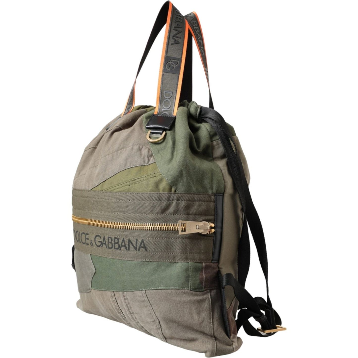 Dolce & Gabbana Military Green Patchwork Rucksack Backpack Bag Dolce & Gabbana Dim Gray