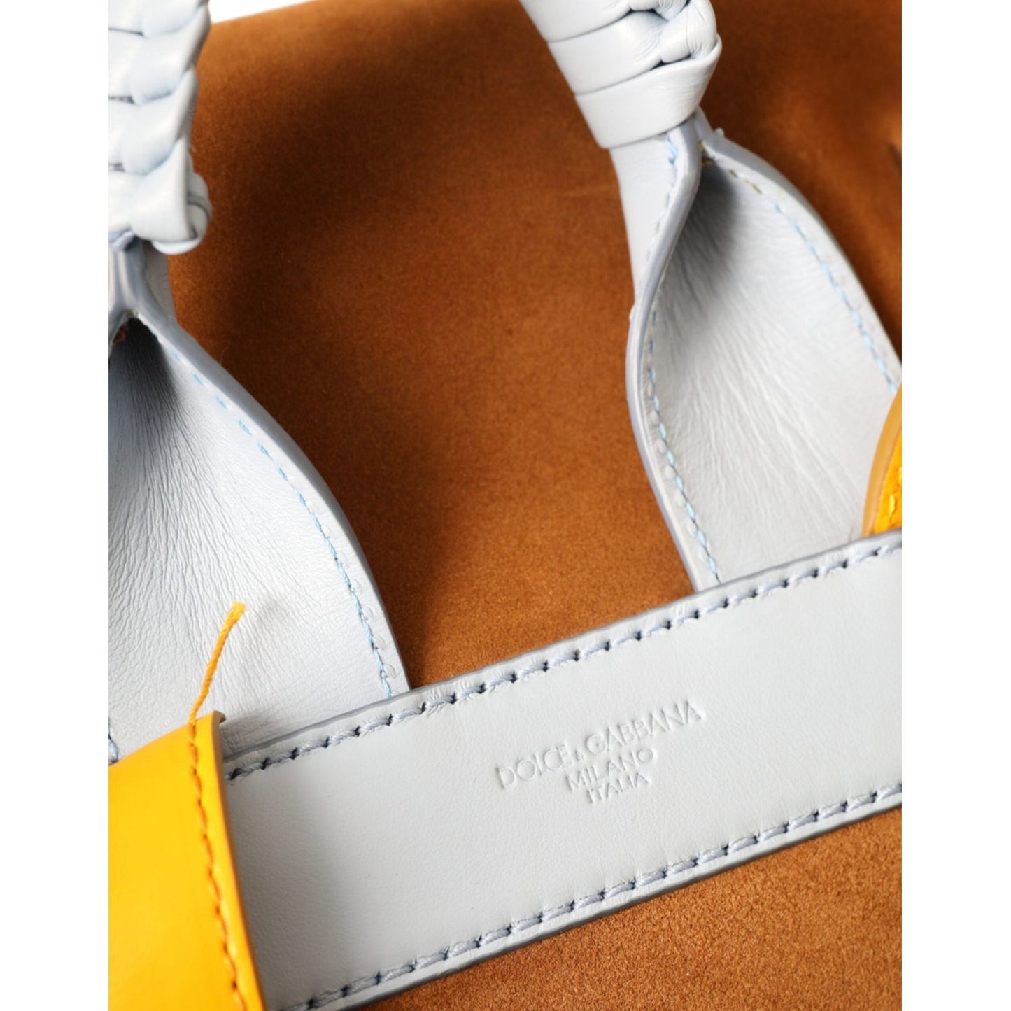 Dolce & Gabbana Brown Yellow Suede Leather Logo Backpack Bag Dolce & Gabbana Saddle Brown