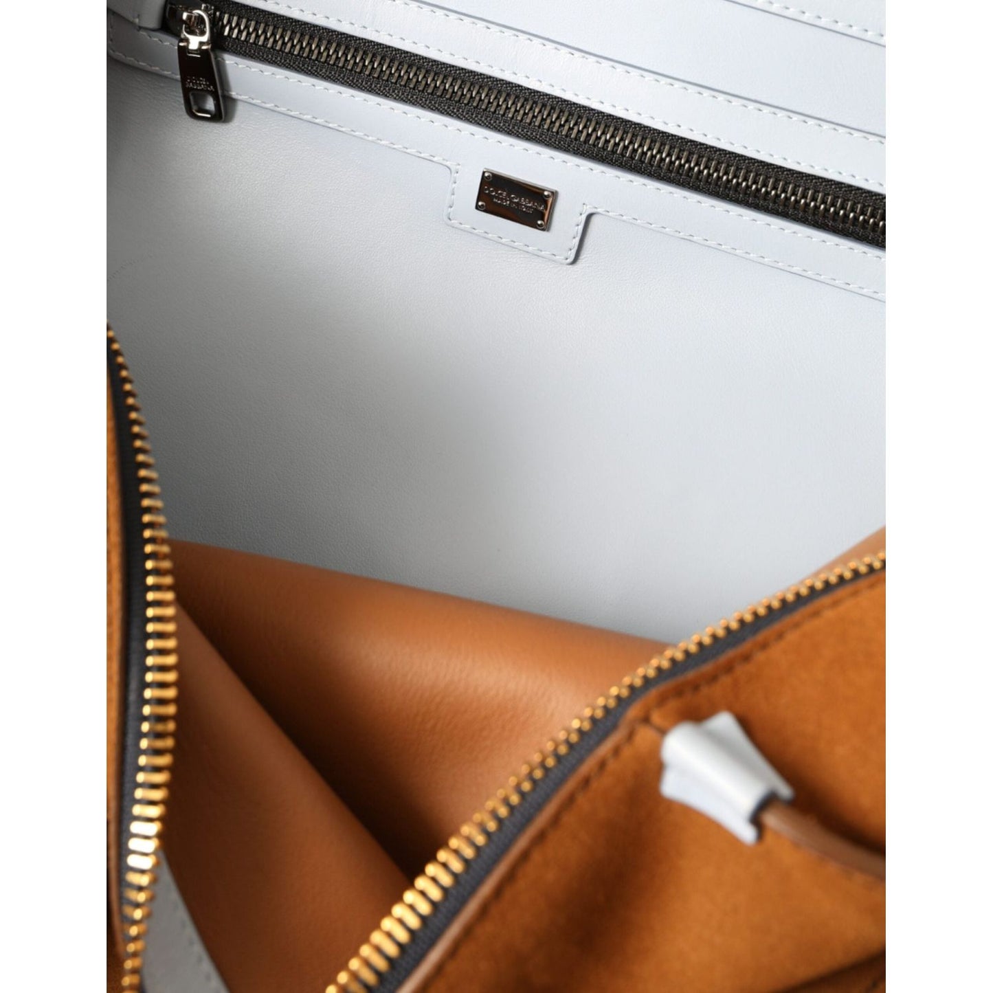 Dolce & Gabbana Brown Yellow Suede Leather Logo Backpack Bag Dolce & Gabbana Light Gray