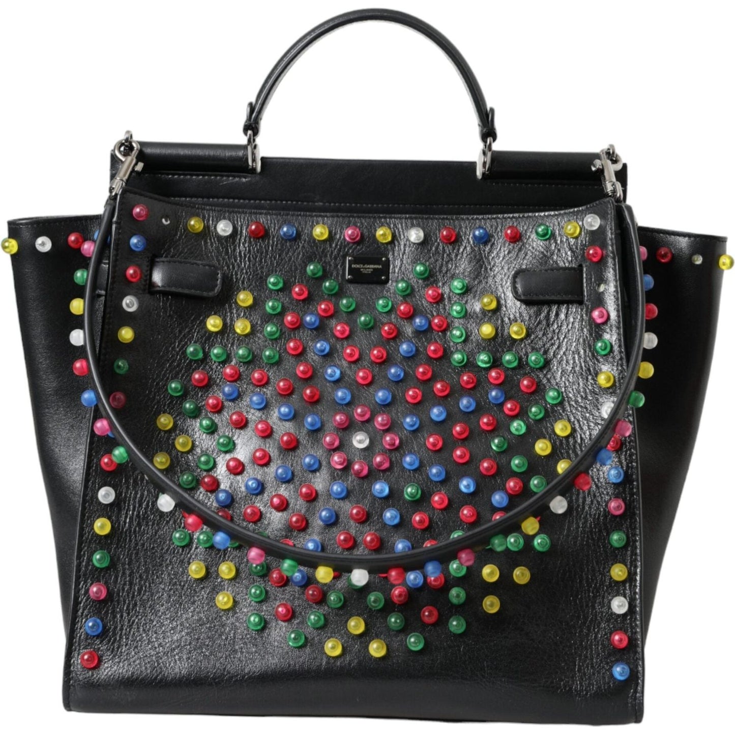 Dolce & Gabbana Black SICILY Leather LED Top Handle Shoulder Bag Dolce & Gabbana Dark Slate Gray