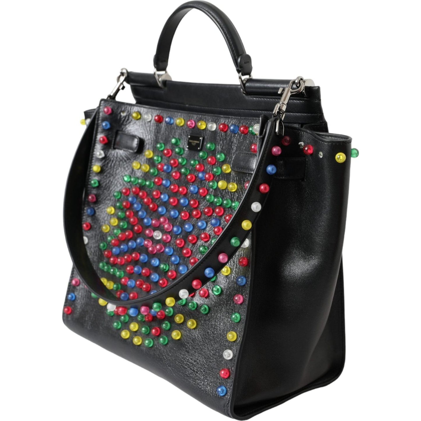 Dolce & Gabbana Black SICILY Leather LED Top Handle Shoulder Bag Dolce & Gabbana Dark Slate Gray