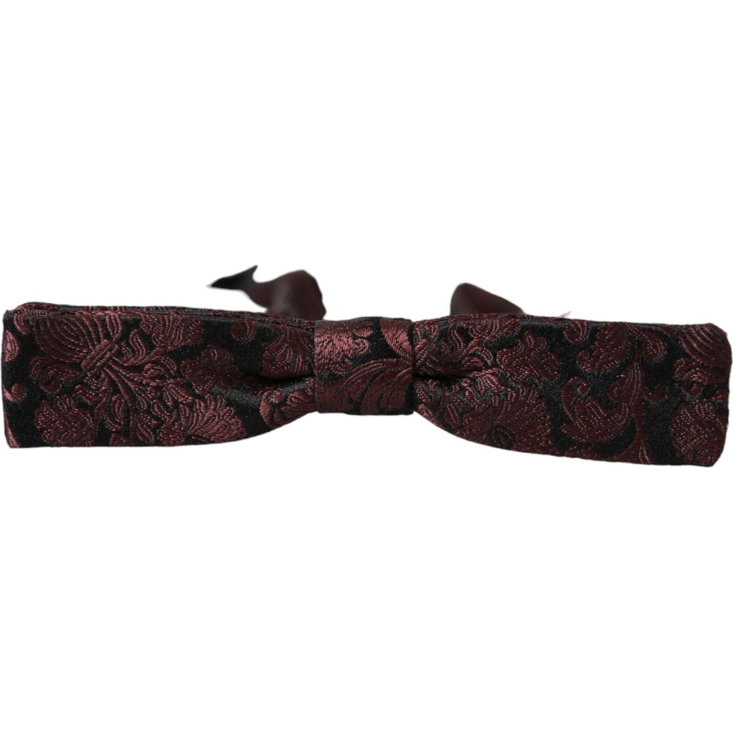 Dolce & Gabbana Maroon Floral Silk Adjustable Neck Men Bow Tie Dolce & Gabbana Black