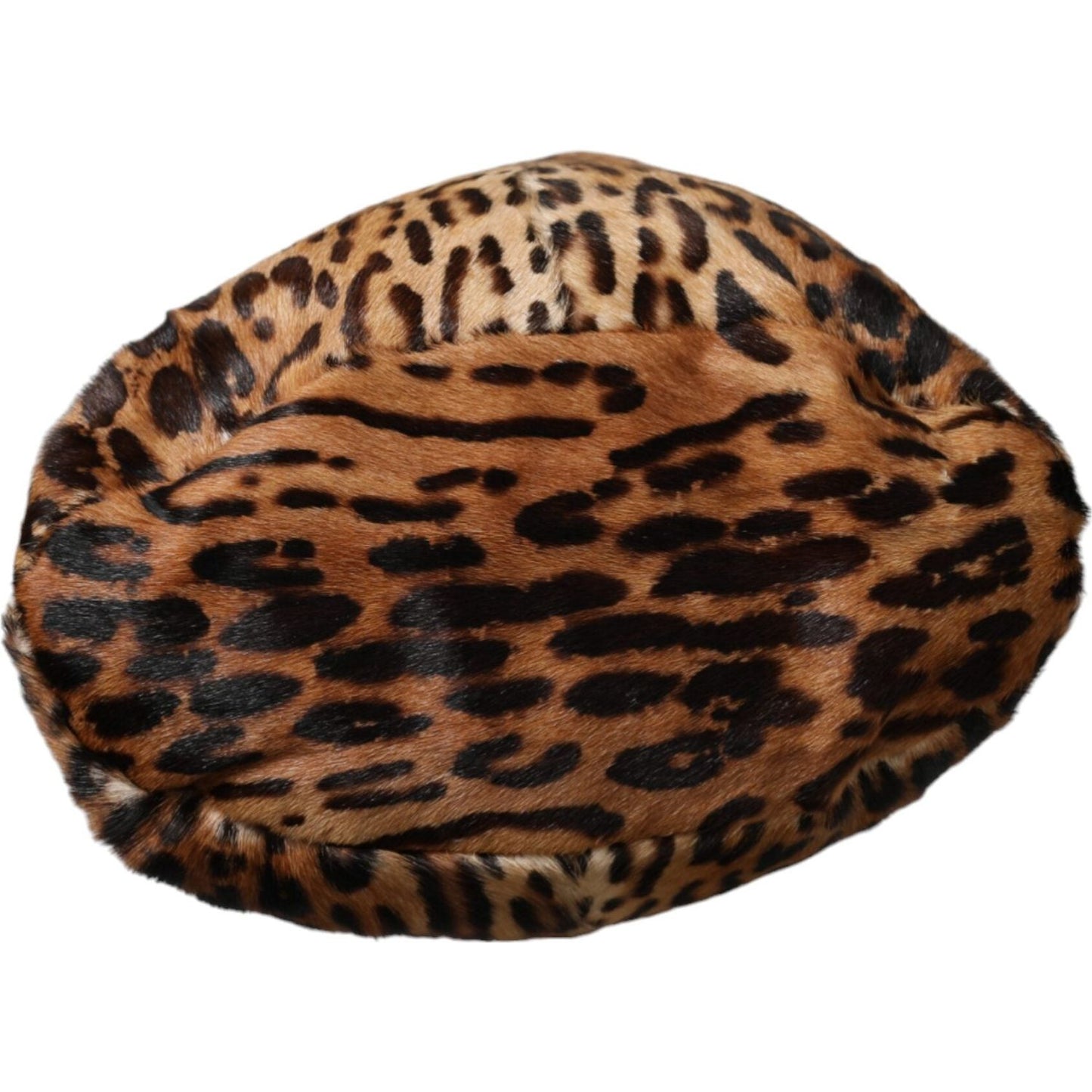 Dolce & Gabbana Brown Leopard Fur Women Bucket Hat Dolce & Gabbana Black