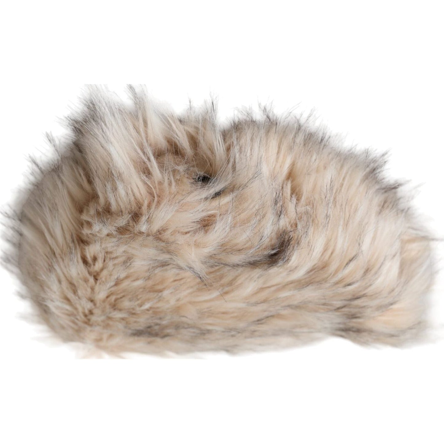 Dolce & Gabbana Beige Acrylic Fur Women Bucket Hat Dolce & Gabbana Dark Gray