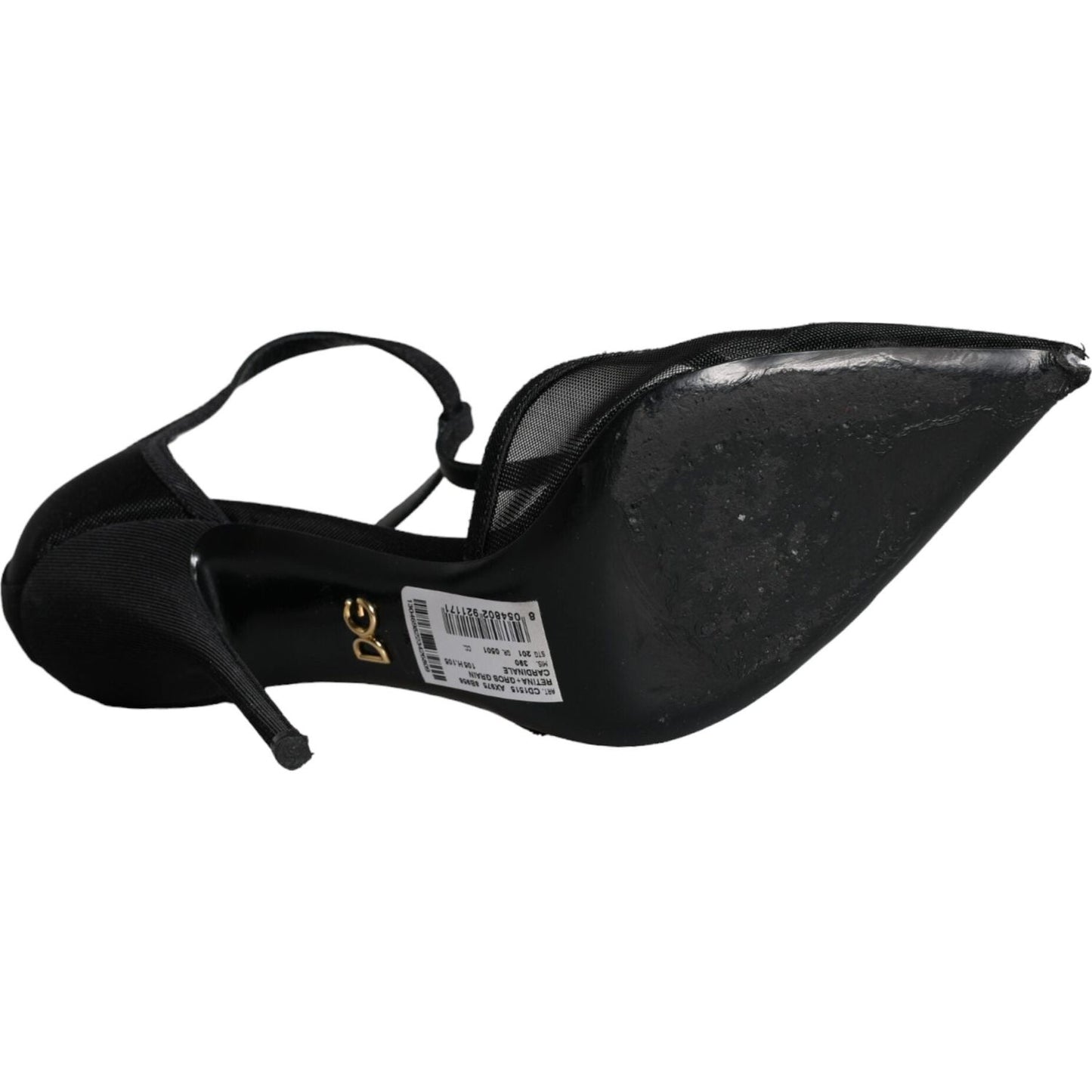Dolce & Gabbana Black Mesh T-strap Stiletto High Heels Shoes Dolce & Gabbana Black