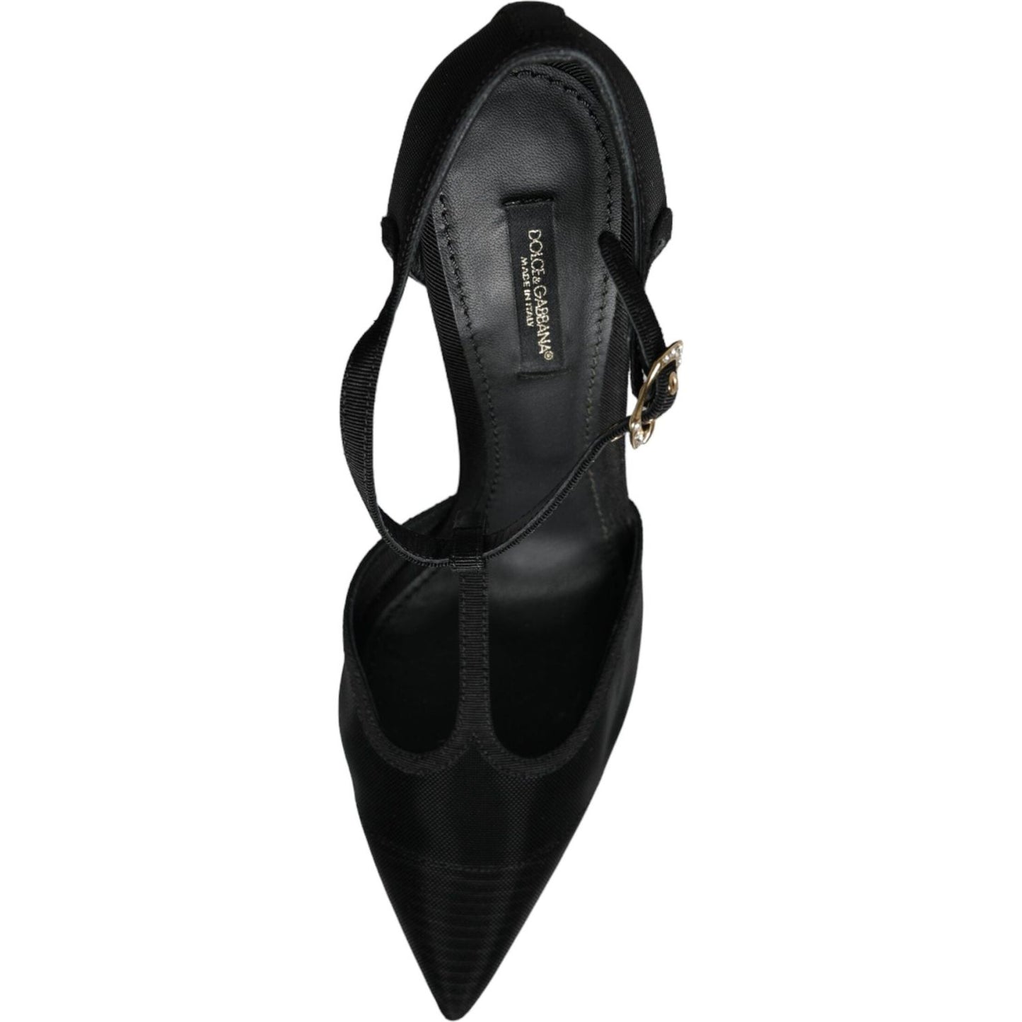 Dolce & Gabbana Black Mesh T-strap Stiletto High Heels Shoes Dolce & Gabbana Black